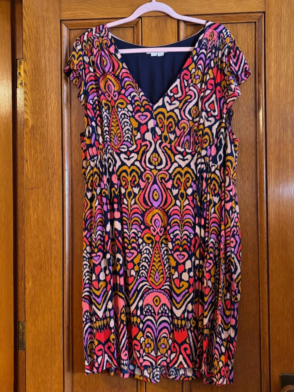 Boden Grace Ikat Print Flutter Sleeve Dress; Size 20/22